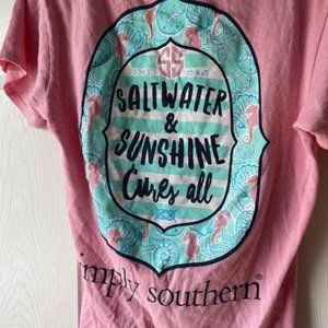 SIMPLY SOUTHERN TSHIRT, MAUVE WITH SEAHORSE DESIGN